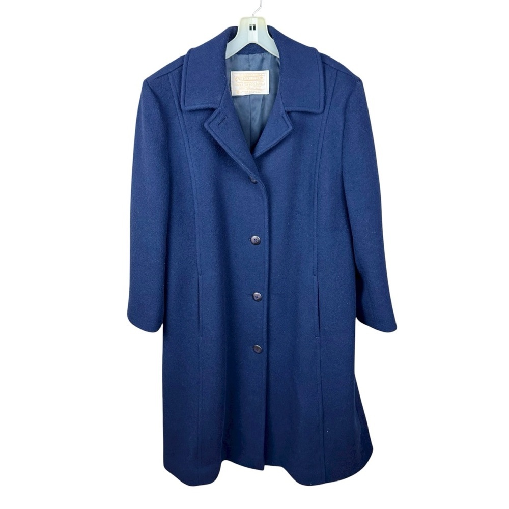 Pendleton 100% Virgin Wool Navy Blue Long Coat Size 14 | Vintage 50s Made in USA